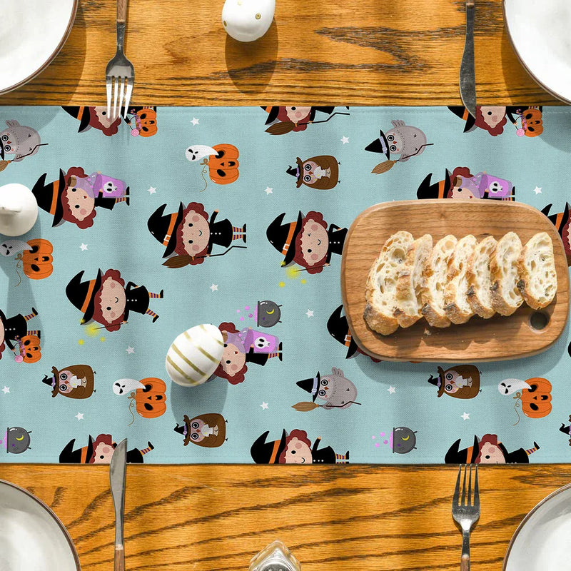 Axyaa Halloween Pumpkin Table Runner Farmhouse Kitchen Dining Decor