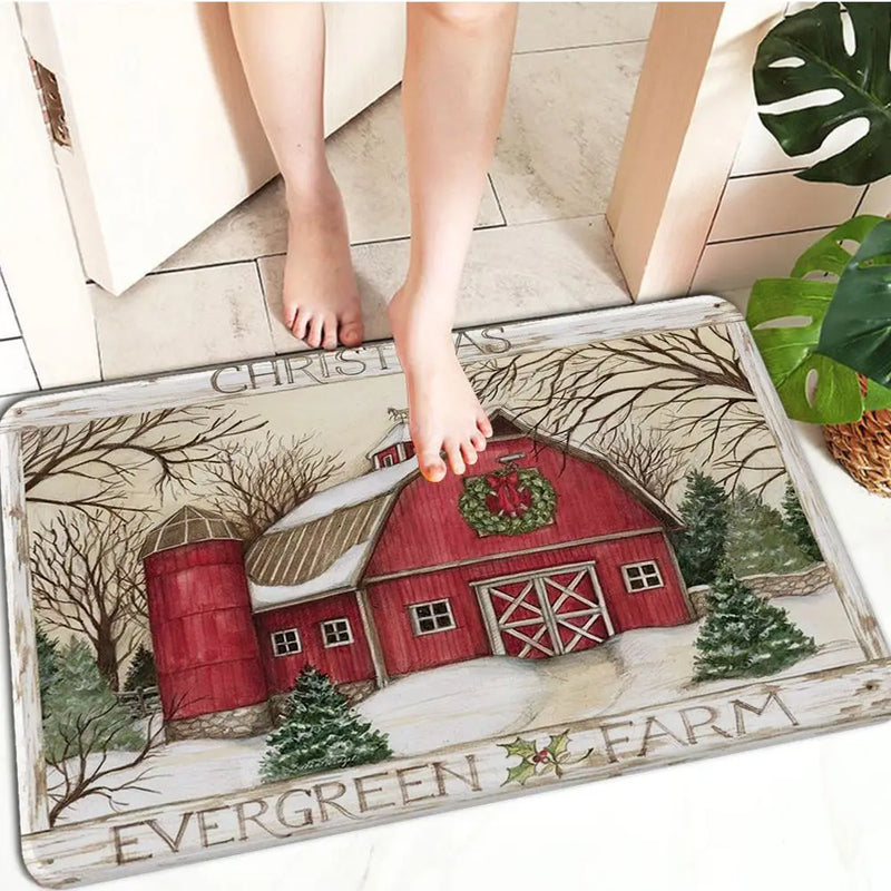 Axyaa Christmas Decoration Door Mat Non-Slip Floor Carpet for Home