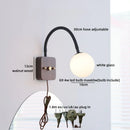 Axyaa Glass Ball LED Wall Lamps Black Hose Adjustable Wood Bathroom Lights