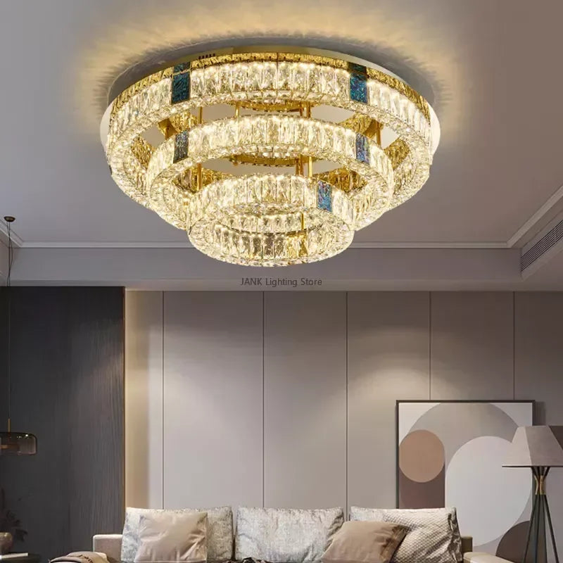 Luxury Gold Crystal Pendant Light by Axyaa for Elegant Home Decor