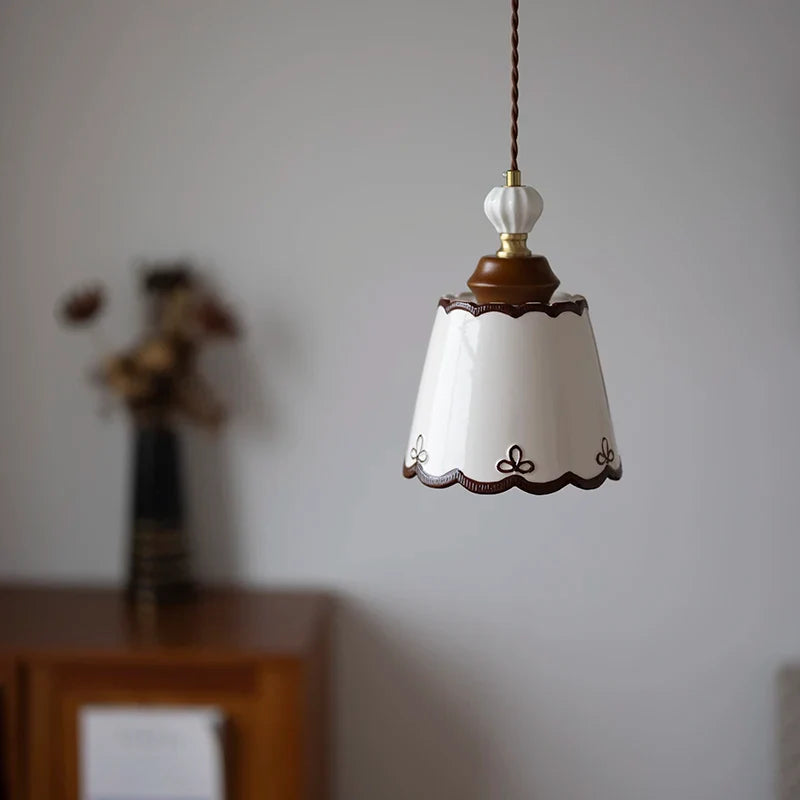 Axyaa Nordic Ceramic LED Pendant Light for Home Dining Living Room Decor