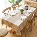 Axyaa Linen Cotton Waterproof Tablecloth for Dining Coffee Table Kitchen Room Decor