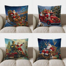 Axyaa Santa Sleigh & Reindeer Christmas Pillow Cover