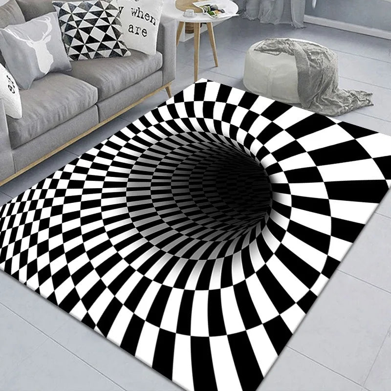 Axyaa 3D Optical Illusion Entrance Carpet: Trippy Living Room Rug for Hallway, Bedroom, Bathroom