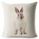 Axyaa Bunny Linen Cushion Cover - Cute Rabbit Throw Pillowcase - Home Decor