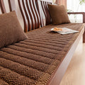 Axyaa Thick Corduroy Sofa Cushion - Anti Slip Solid Wood Seat Covers, Gray
