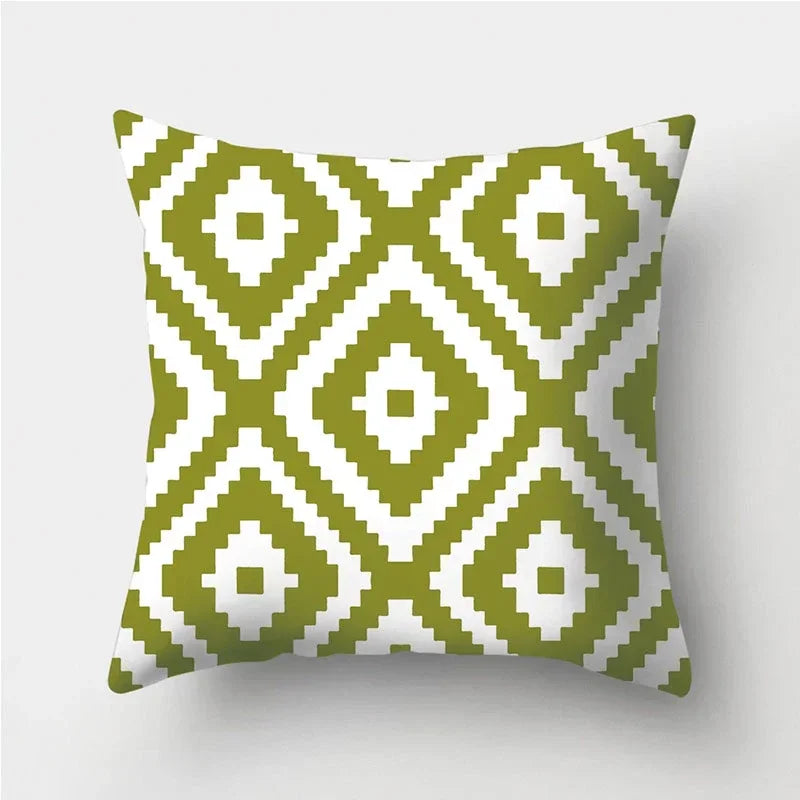 Army Green Geometric Printed Pillowcase by Axyaa for Living Room and Bedroom Decor