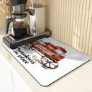Drying Mat for Fall Vibes: Autumn Truck & Pumpkin Non-Slip Absorbent Mat by Axyaa
