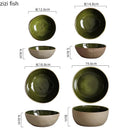 Axyaa Flame-Killed Ceramic Bowl Set: Salad, Dessert, Snack, Pasta Serving Bowls