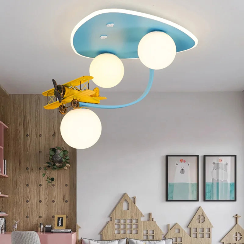 Axyaa Kids Yellow Airplane Ceiling Lamp for Bedroom, Nursery & School