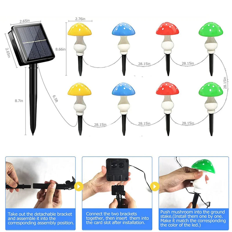 Axya Mushroom Solar Lights for Outdoor Garden Decoration