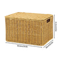 Axyaa Imitation Rattan Woven Storage Box with Lid - Home Organizer Basket