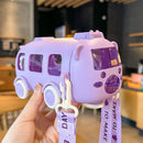 Axyaa Bus-Shaped Children's Sippy Cup with Strap: Cute, Portable, Anti-Fall Drinking Bottle