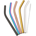 Axyaa Stainless Steel Bent Straw Set - Colorful Wide 12mm for Bubble Tea, Cocktails