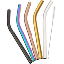 Axyaa Stainless Steel Bent Straw Set - Colorful Wide 12mm for Bubble Tea, Cocktails