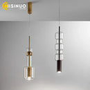 Axyaa Cylinder Glass Pendant Light: Minimalist Bamboo-Inspired Ceiling Lamp