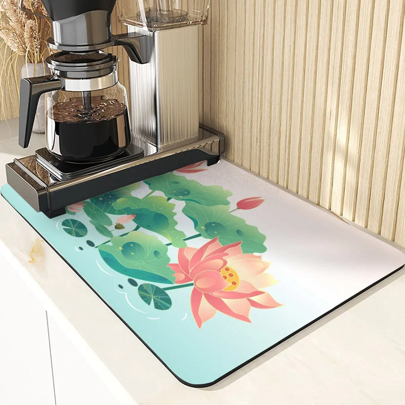 Axyaa Chinese Style Flowers Pattern Cup Mat Set for Dining Table