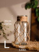 Axyaa Handwoven Hemp Rope Glass Vase for Boho Home Decor