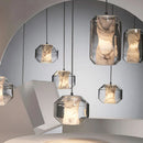 Axyaa Marble Glass Chandelier LED Pendant Lamps for Indoor Room Decor