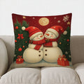 Axyaa Snowman Sleigh Ride Christmas Pillow Cover for Sofa, Bedroom, Car