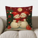 Axyaa Snowman Sleigh Ride Christmas Pillow Cover for Sofa, Bedroom, Car