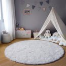 Axyaa Soft Shaggy Round Area Rug for Living Room Kids Bedroom Gray