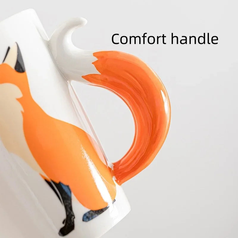 Ceramic Fox Mug with Fox Tail Handle - Axyaa Brand