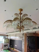 Axyaa Brass Crystal Chandelier for Villa Hall Hotel French Living Room