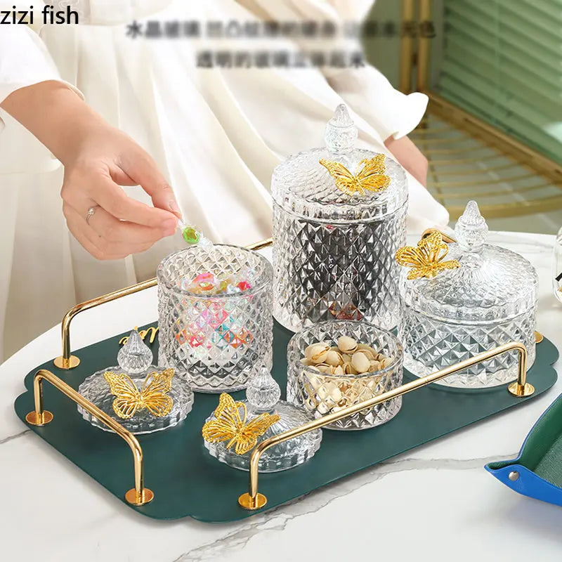 Elegant Axya Golden Butterfly Candy Jar: Exquisite Glass Container for Small Objects