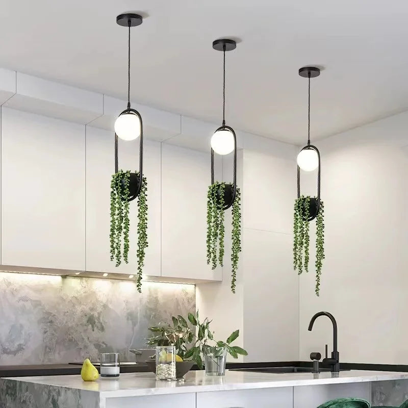 Axya Black Flower Pot Pendant Lights for Dining Room and Bar Decor