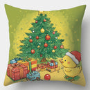 Christmas Scenes Cushion Cover by Axyaa: Santa, Tree, Snowman Decor for Sofa, Bedroom, Car