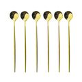 Axyaa Stainless Steel Long Spoon Set for Dessert Coffee Tea Stirring