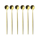Axyaa Stainless Steel Long Spoon Set for Dessert Coffee Tea Stirring