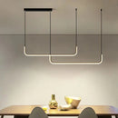 Axyaa Gold LED Strip Chandelier: Modern Hanging Pendant for Kitchen, Restaurant, or Indoor Lighting