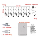 Axyaa Snowflake LED Lights: 8 Modes, Waterproof Fairy Curtain Garland for Xmas, Party, Wedding