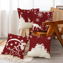 Axyaa Christmas Linen Print Throw Pillow Cover for Home Sofa, Living Room and Bedroom