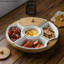 Axya Rotating Platter with Wooden Lid - Dried Fruit Tray & Snack Platter