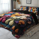Axyaa Teddy Dog Toy Animal Print Quilt Cover Set with 2 Pillowcases