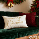 Axyaa Christmas Embroidered Pillow Covers 30x50cm Gold Decor Winter Holiday Cushion Cases
