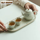 Axyaa Hand-Painted Bamboo Tea Tray: Small, Rectangular, Multi-Use Serving Dish