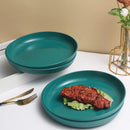 Axyaa Dark Green Striped Plastic Plate Set - Reusable Household & Outdoor Camping Snack Plates
