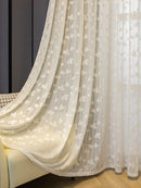 Axyaa French Luxury Leaf Gauze Curtains Beige Bedroom Living Room Sun Protection