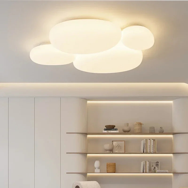 Axyaa Nordic LED Cream Ceiling Lamp for Modern Spaces