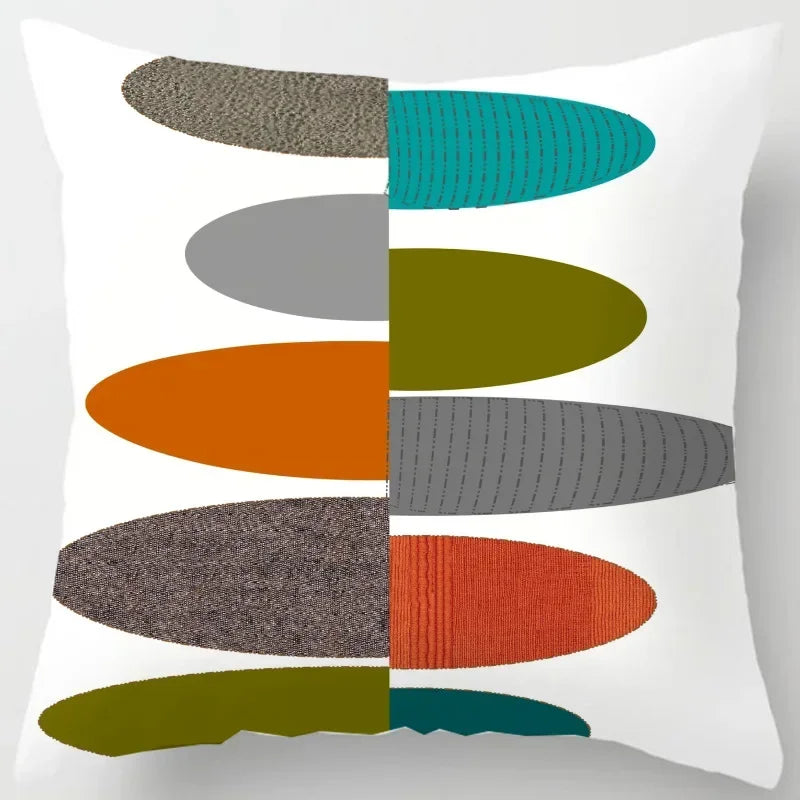 Colorful Blocks Geometric Abstract Pattern Cushion Cover by Axyaa
