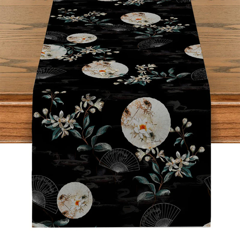 Axyaa Floral Fan Pattern Table Runner – Farmhouse Wedding Party Decoration