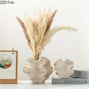 Axyaa Irregular Wrinkle Vase: Creative Abstract Ceramic Pot for Flowers, Desk or Table Decoration