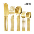Axyaa 30-Piece Stainless Steel Tableware Set with Golden Waist Design