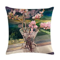 Axyaa Bouquet Cushion Cover 45*45cm - Stylish Art Flowers Flax Pillow