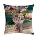 Axyaa Bouquet Cushion Cover 45*45cm - Stylish Art Flowers Flax Pillow