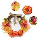 Axyaa Autumn Maple Leaf Wreath with Bell & Pumpkin Garland for Door Ornaments